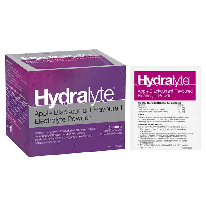 Hydralyte Electrolyte Powder Apple & Blackcurrant Sachets 10 x 5g