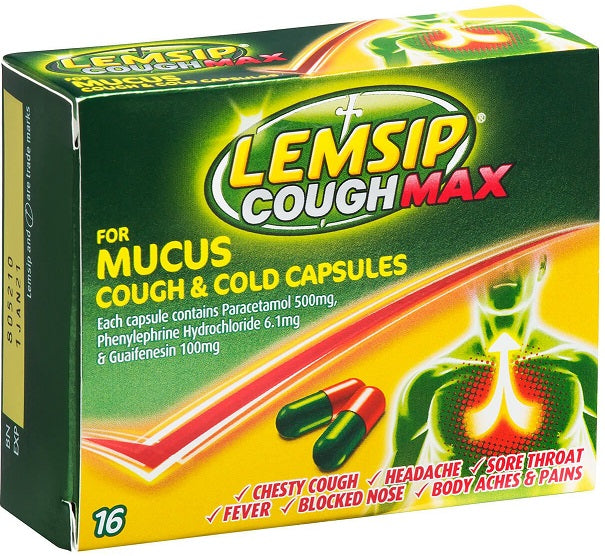 Lemsip Cough Max For Mucus Cough & Cold Capsules 16