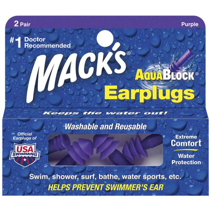 MACKS AquaBlock Swimmers Ear Plugs - 2 Pairs