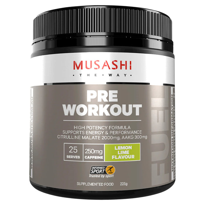 MUSASHI Pre Workout Lemon Lime 225g