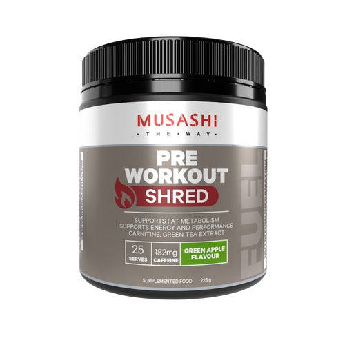 Musashi Pre Workout SHRED Green Apple 225g