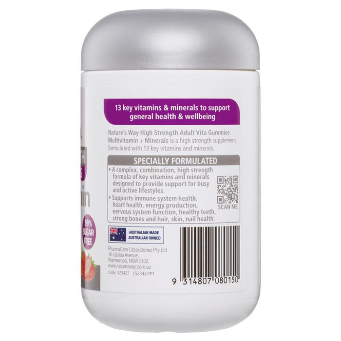 Natures Way NZ - Adult High Strength Vita Gummies Multivitamin + Minerals 65 - Strawberry