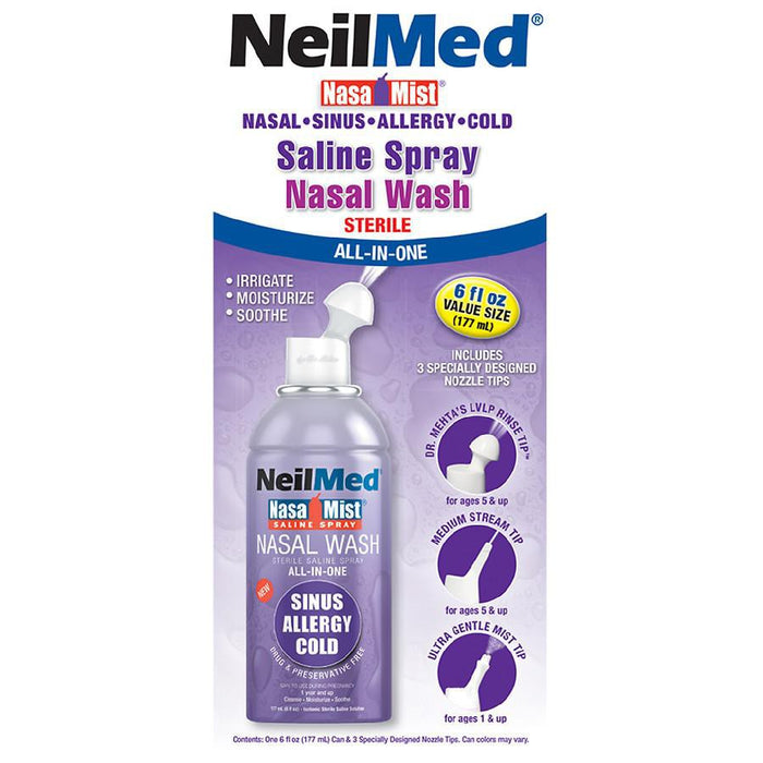 NeilMed NasaMist Saline Spray Nasal Wash All-In-One 177ml