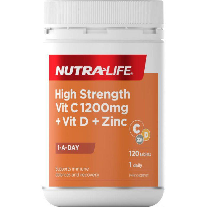 Nutralife High Strength Vit C 1200mg + Vit D + Zinc Tablets 120