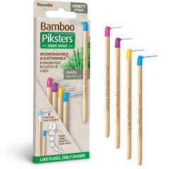 Piksters Bamboo Right Angle Interdental Toothbrush Variety Pack 4pk