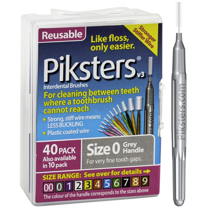 Piksters Interdental Toothbrush Size 0 Gray (40 Pack)