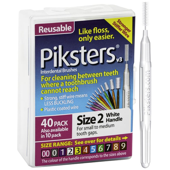 Piksters Interdental Toothbrush Size 2 White (40 Pack)