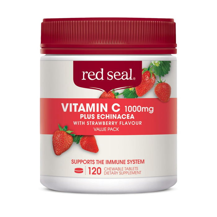 Red Seal Vitamin C 1000mg Plus Echinacea Chewable Tablets 120 - Natural Strawberry