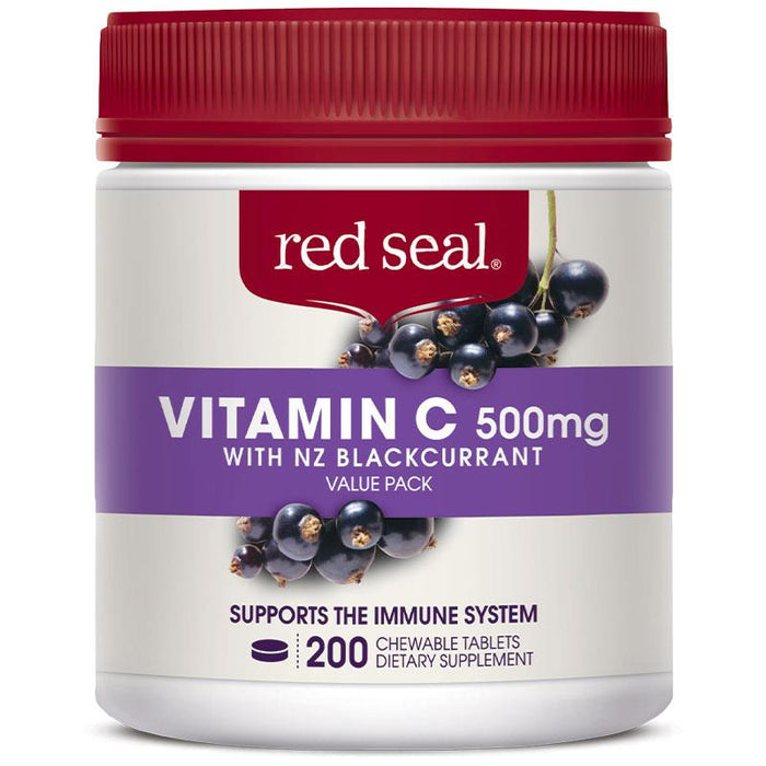 Red Seal Vitamin C 500mg Chewable Tablets 200 - Blackcurrant