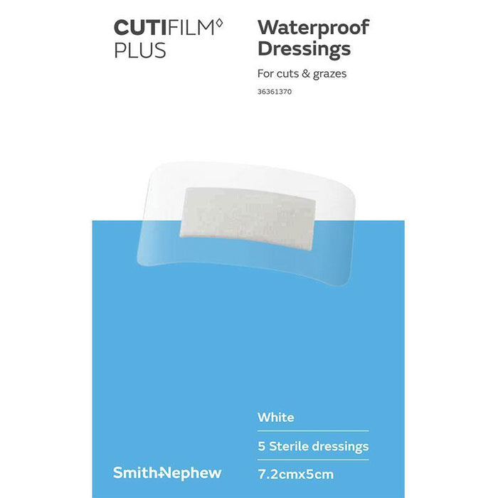 Smith & Nephew CUTIFILM Plus Waterproof Dressings White 7.2x5cm 5 Pack