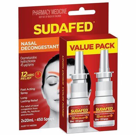 Sudafed Nasal Decongestant Spray 20ml - Twin Pack