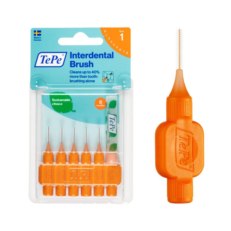 TePe Interdental Brush 0.45mm Size 1 (Orange) 6 Pack