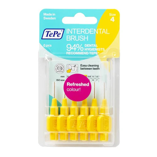 TePe Interdental Toothbrush 0.7mm Yellow Fine 6PK