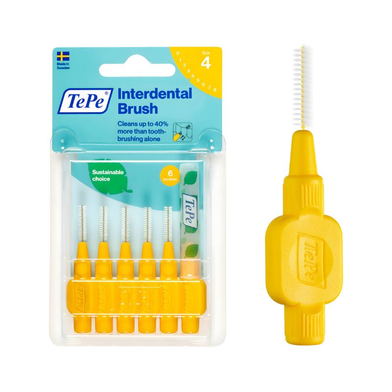 TePe Interdental Brush 0.7mm Size 4 (Yellow) 6 Pack