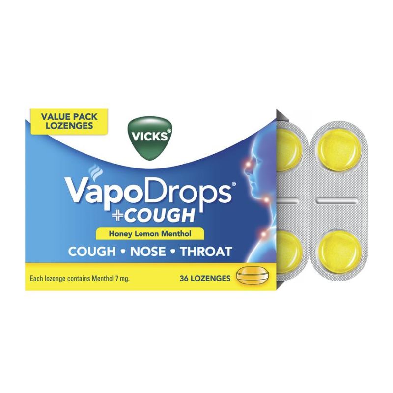 Vicks VapoDrops + Cough Honey Lemon 36