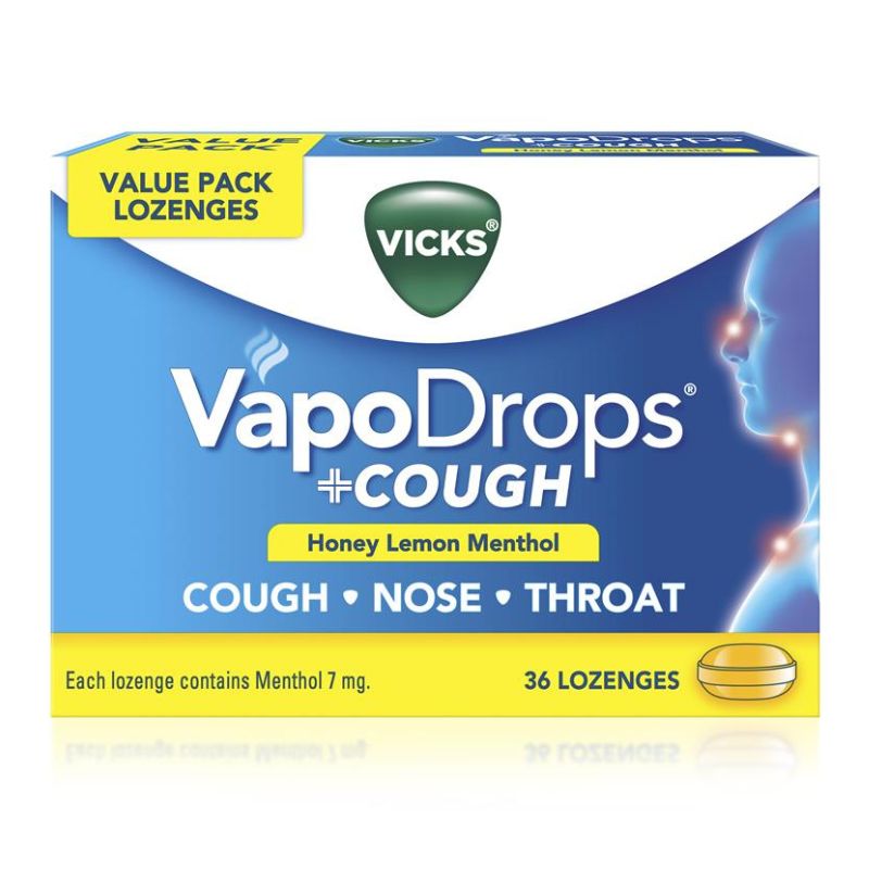Vicks VapoDrops + Cough Honey Lemon 36
