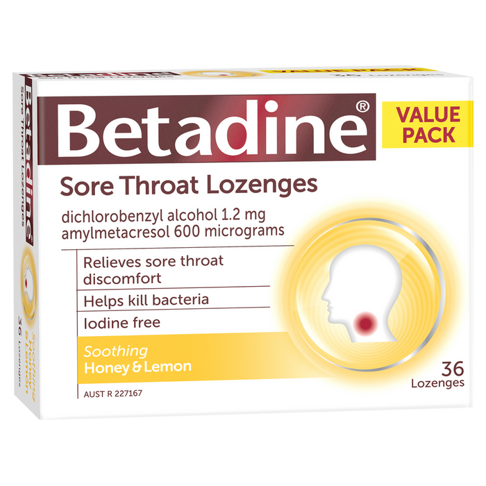 BETADINE Sore Throat Lozenges Honey & Lemon 36s