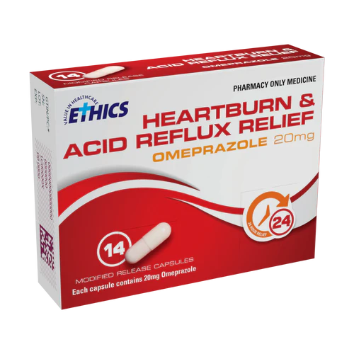 Ethics Heartburn & Acid Reflux Relief Omeprazole 20mg 14 Capsules