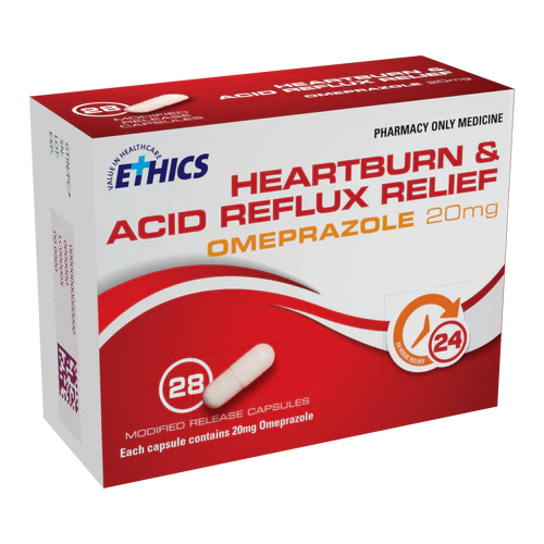 Ethics Heartburn & Acid Reflux Relief Omeprazole 20mg 28 Capsules