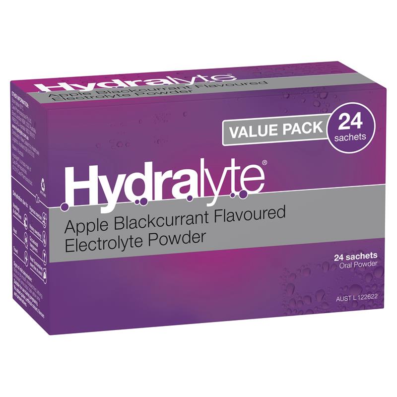 Hydralyte Electrolyte Apple Blackcurrant Sachets Value Pack 4.9g x 24