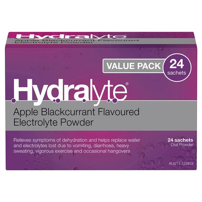 Hydralyte Electrolyte Apple Blackcurrant Sachets Value Pack 4.9g x 24