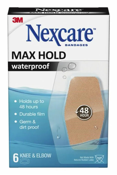 Nexcare - Max Hold Waterproof Bandages Knee & Elbow 6