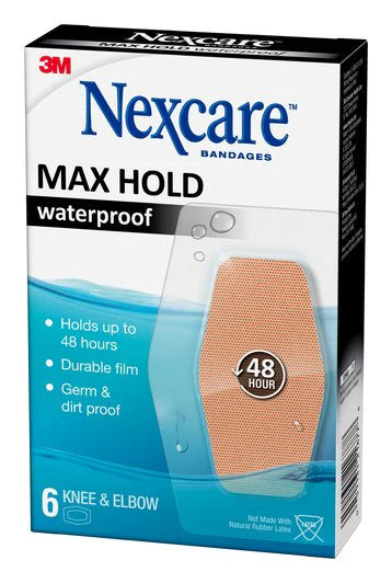 Nexcare - Max Hold Waterproof Bandages Knee & Elbow 6