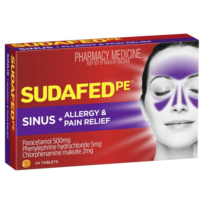 Sudafed PE Sinus + Allergy & Pain Relief tablets 24