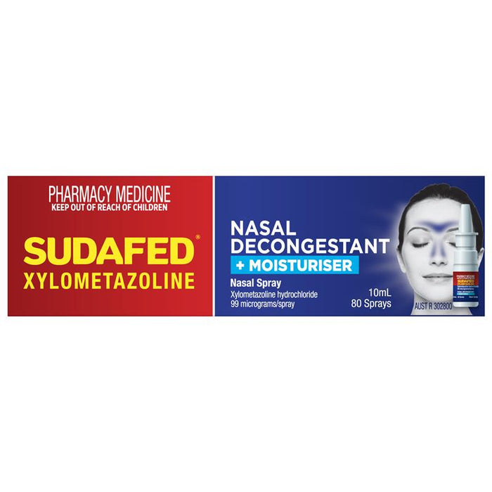 Sudafed Xylometazoline Nasal Decongestant + Moisturiser Spray 10ml