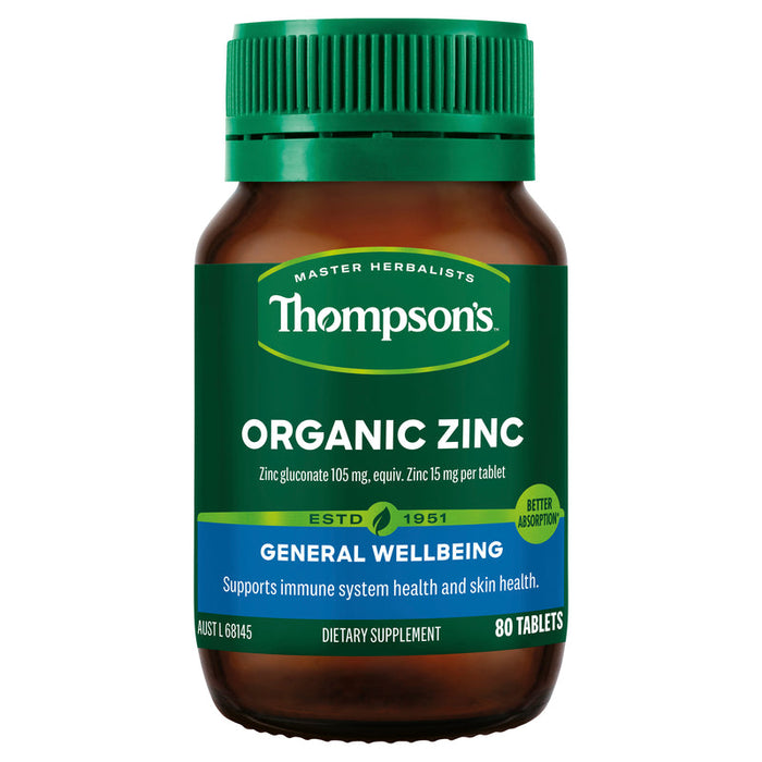 Thompsons Organic Zinc Tablets 80