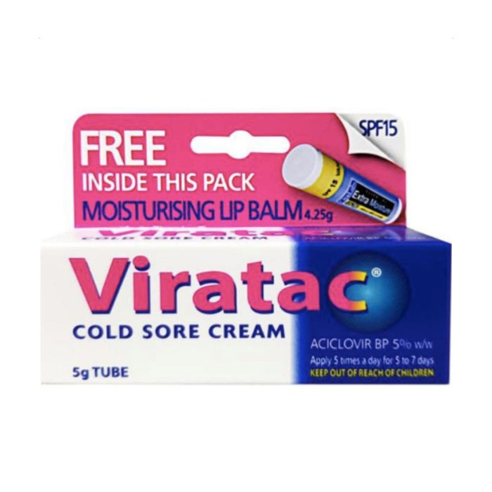 Viratac Cold Sore Cream 5g Tube Lip Balm