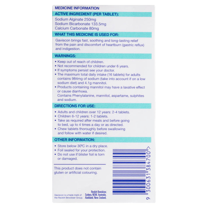 Gaviscon Tablets 24 - Peppermint