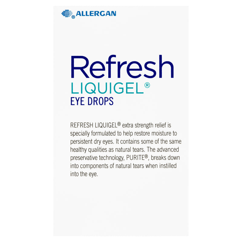 Refresh Liquigel Eye Drops 15 mL for persistent dry eyes.