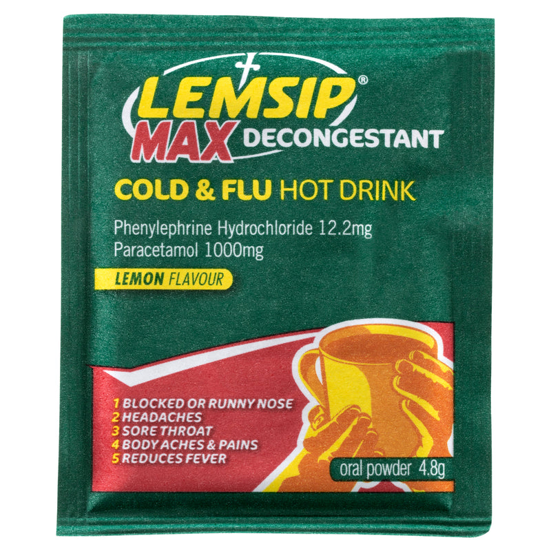 Lemsip Max Decongestant Cold & Flu Hot Drink Sachets 10 - Lemon