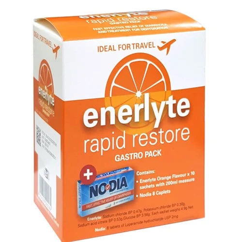 Enerlyte Rapid Restore Gastro Pack (10 Enerlyte Sachets, And 8 Nodia Tablets)