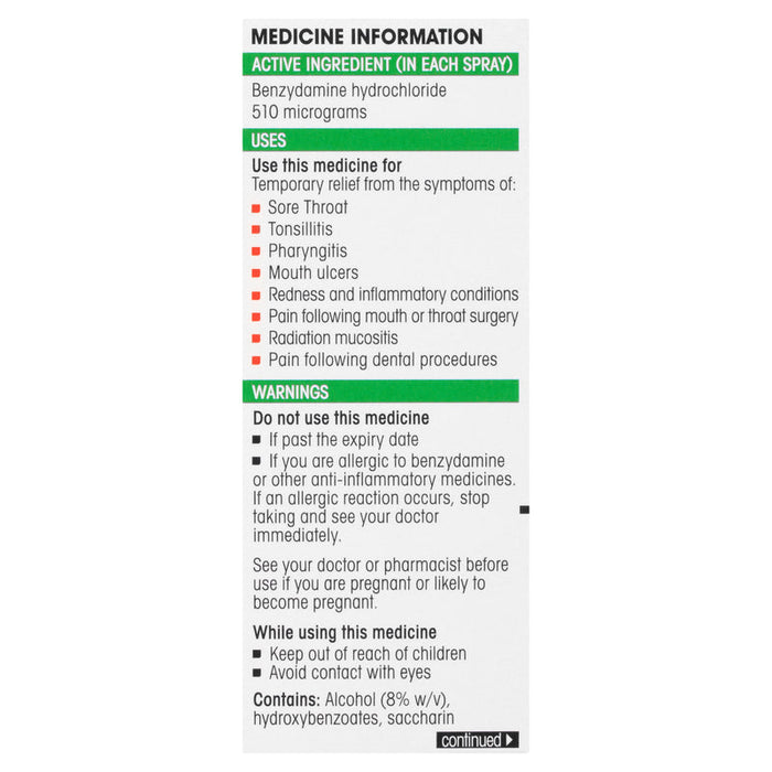 Difflam Sore Throat Spray Anti-Inflammatory FORTE 15ml - Mint Flavour