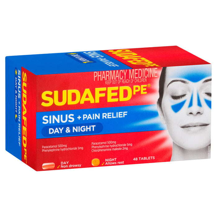 Sudafed PE Sinus + Pain Relief Day & Night Tablets 48