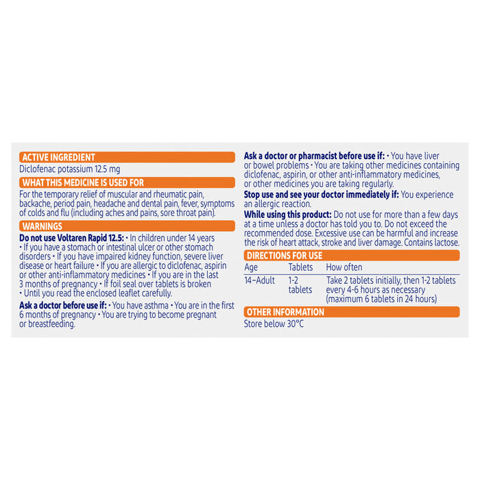 Voltaren Rapid 12.5mg Tablets 10