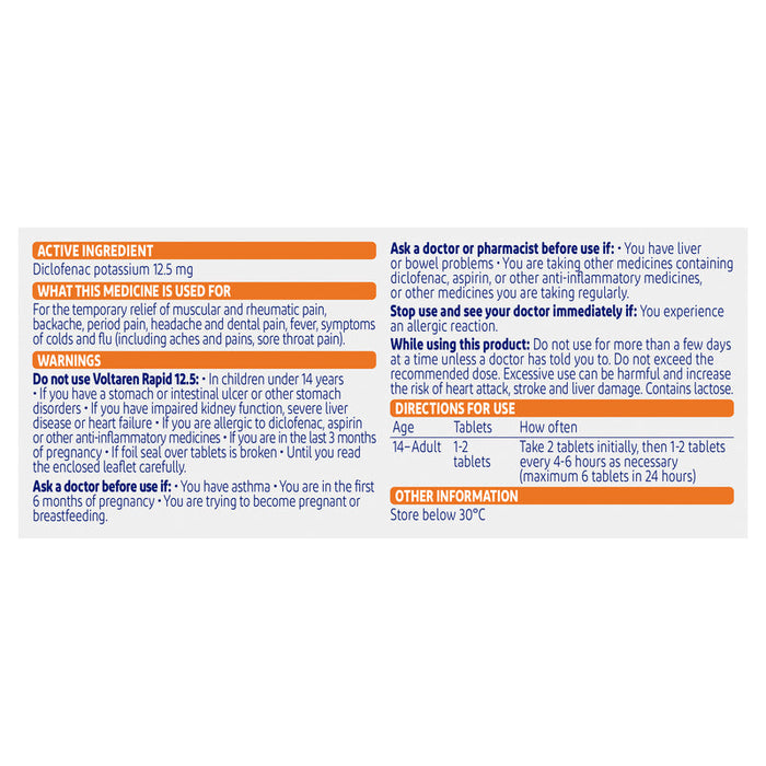 Voltaren Rapid 12.5mg Tablets 20