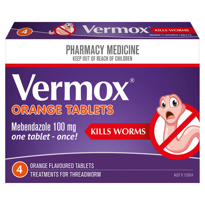 Vermox Tablets 4 - Orange Flavoured