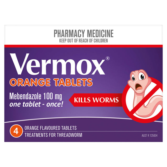 Vermox Tablets 4 - Orange Flavoured