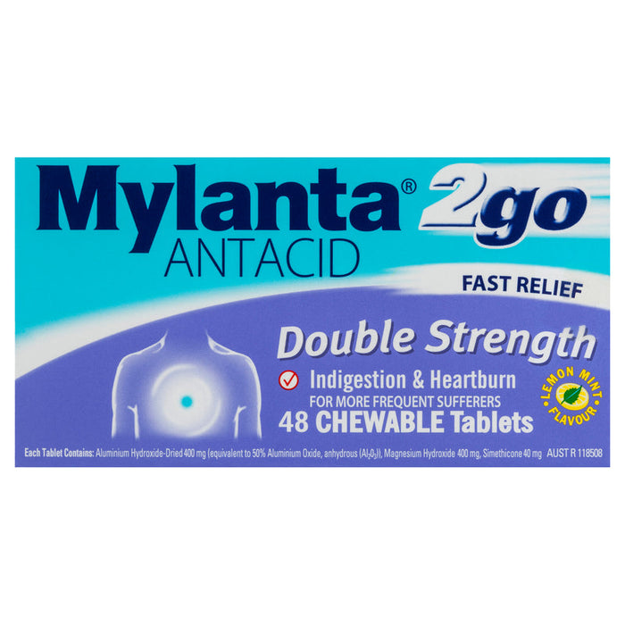 Mylanta 2Go Double Strength Tablets 48 - Chewable