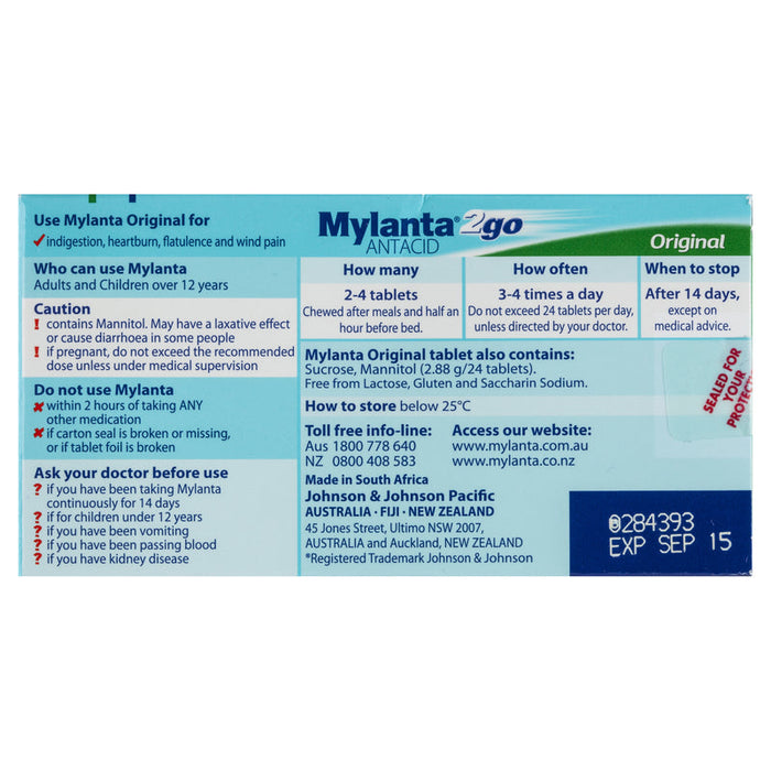 Mylanta 2Go Original Tablets 24