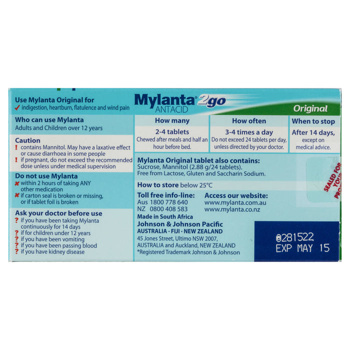 Mylanta 2Go Original Tablets 48