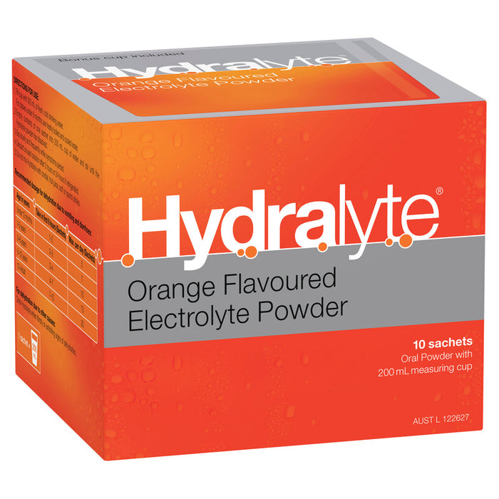 Hydralyte Electrolyte Powder Orange Sachets 10 x 5g