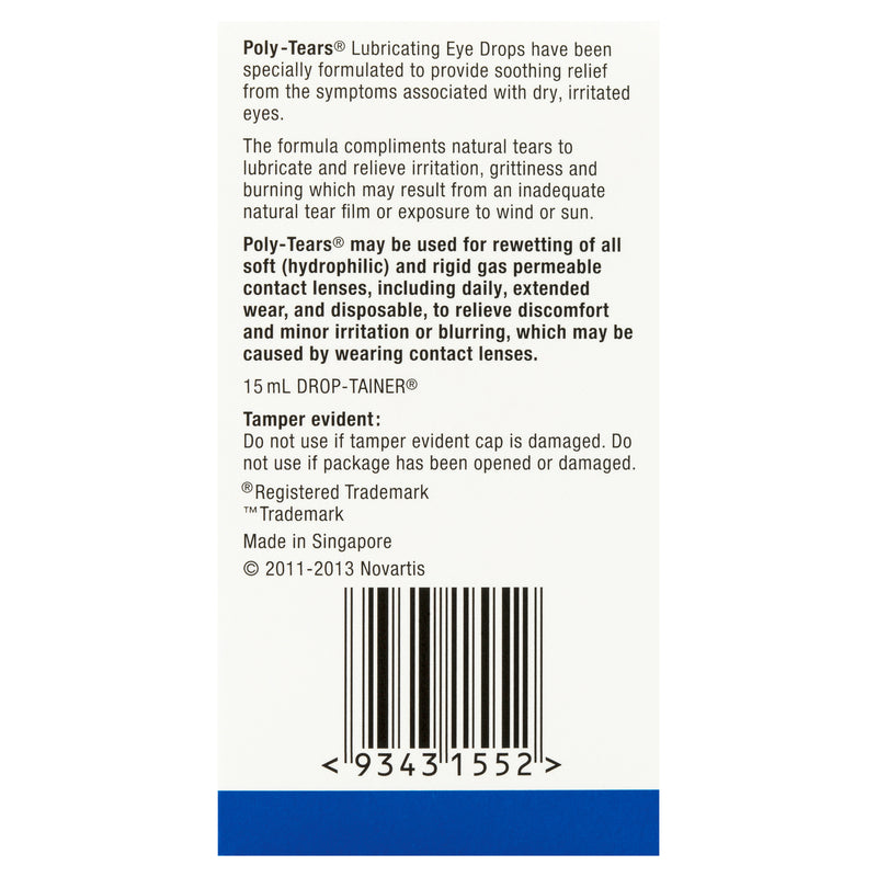 Poly Tears Lubricating Eye Drops 15ml
