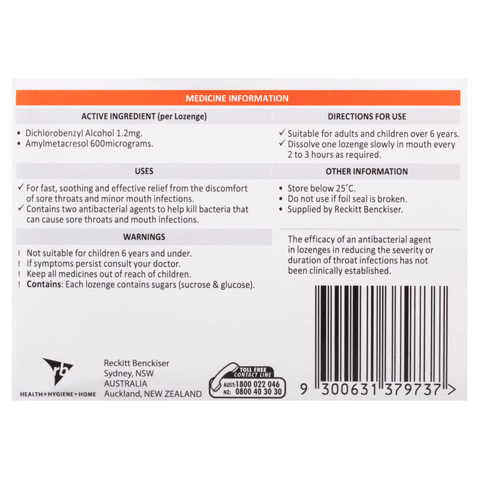 Strepsils Orange Sore Throat Lozenges 36