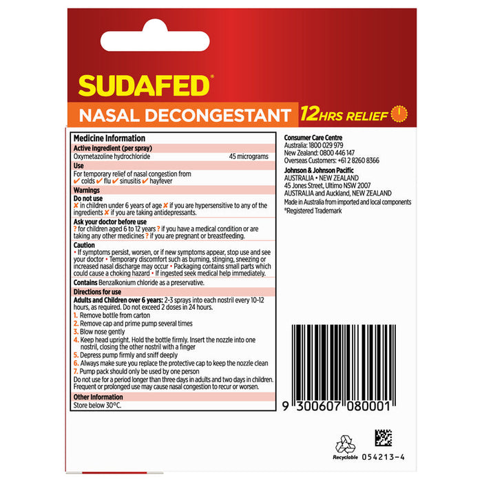 Sudafed Nasal Decongestant Spray 20ml