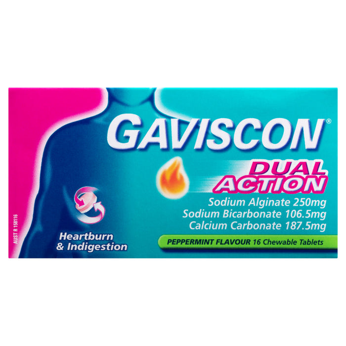 Gaviscon DUAL ACTION Chewable Tablets 16 - Peppermint