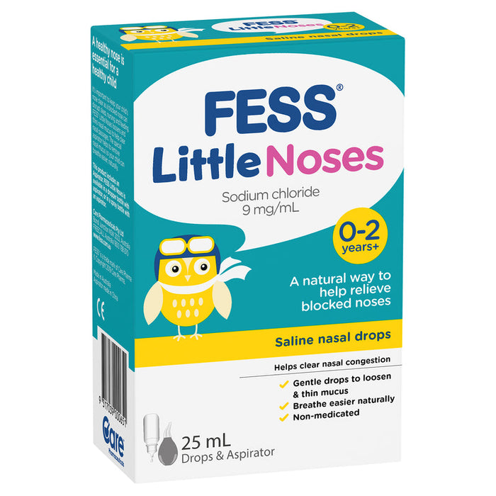 FESS Little Noses Saline Drops 25ml And Nasal Aspirator